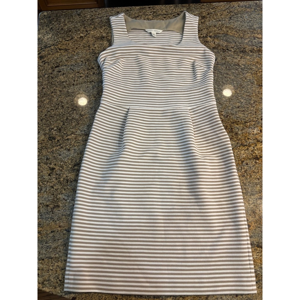 Banana Republic 4‎ Petite Striped Sleeveless Dress Career Casual Work
